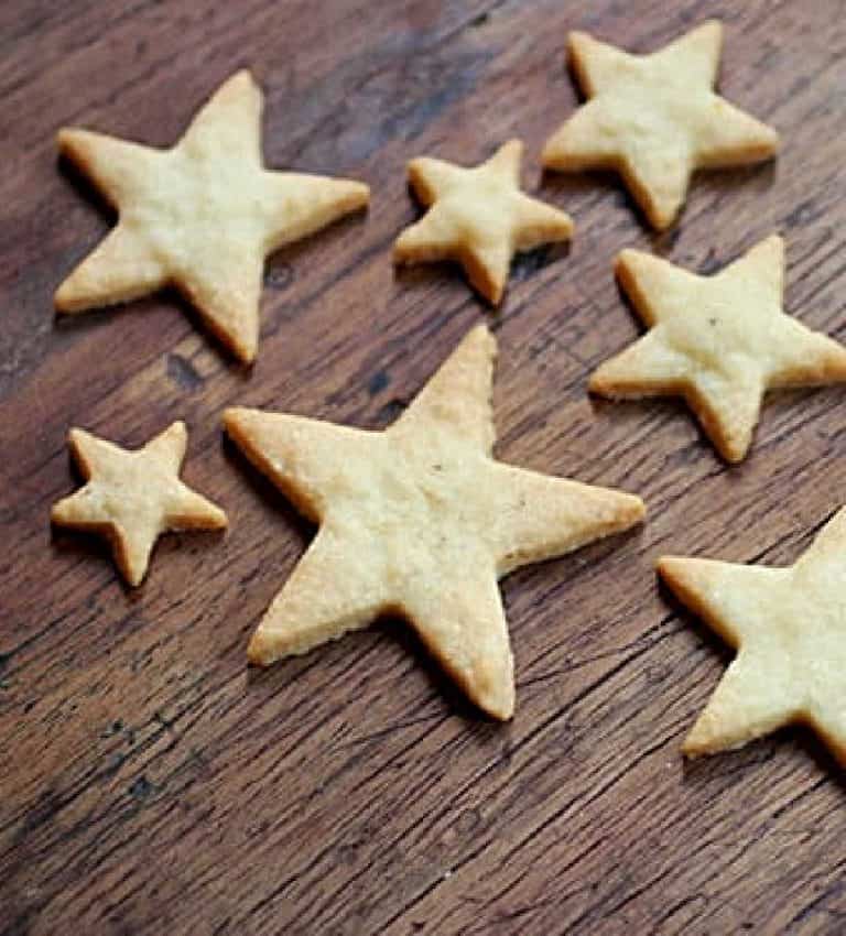 Wooden table with star cookie cut outs