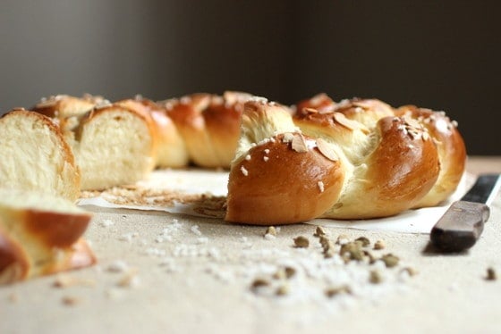 Cut pulla braid on table