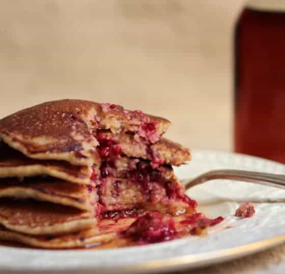 Cornmeal Berry Pancakes + Homemade Maple Syrup