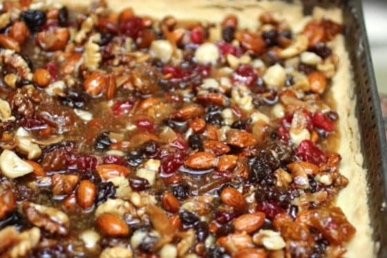 Close up photo of butterscotch bars before baking