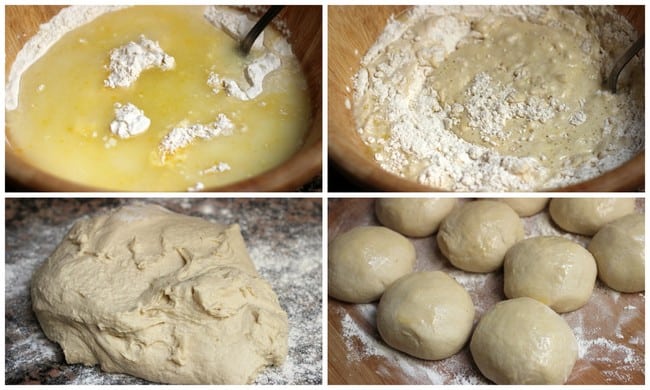 Step by step images for making no-yeast naan bread.