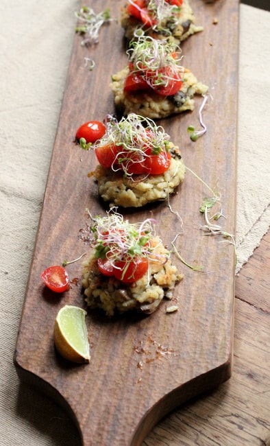 Long board with risotto cakes