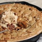 Cinnamon Peanut Butter Skillet Blondies with Ice Cream