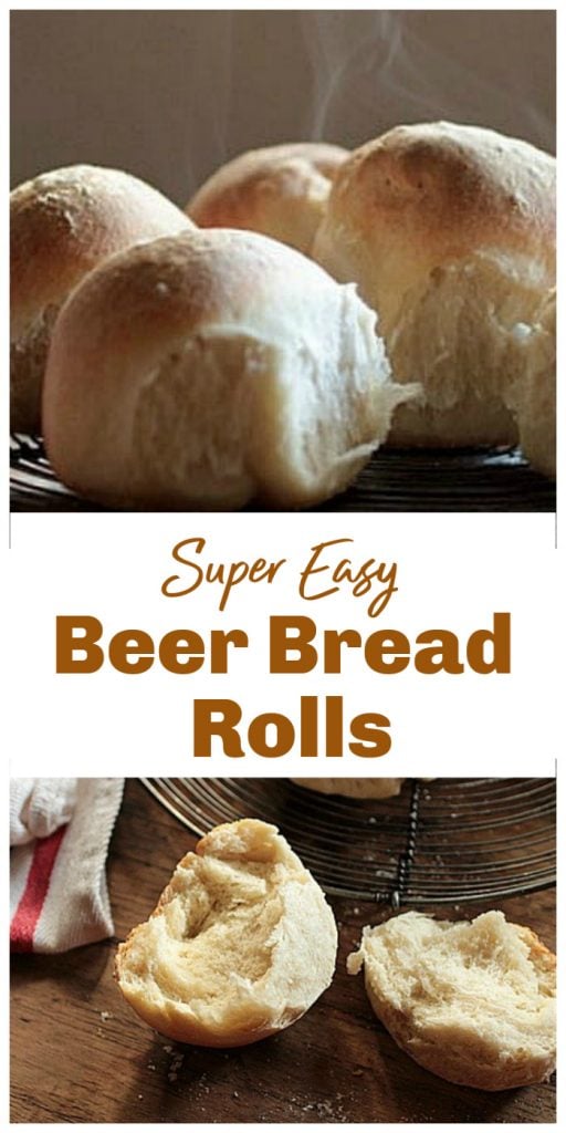 Bread rolls, whole and split, image collage with text