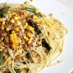 Charred Corn Asparagus Pasta with Brown Butter Breadcrumbs