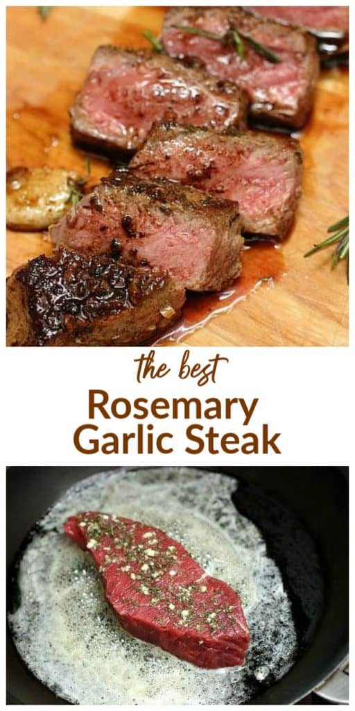 Collage images of Rosemary Garlic steak
