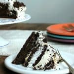 Chocolate meringue dulce de leche birthday layer cake