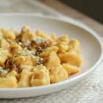 Homemade pumpkin ricotta gnocchi with blue cheese brown butter
