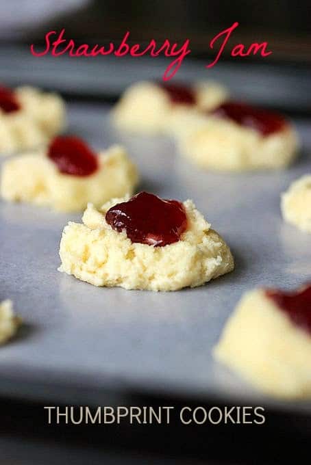 Strawberry Jam Thumbprint Cookies - Vintage Kitchen