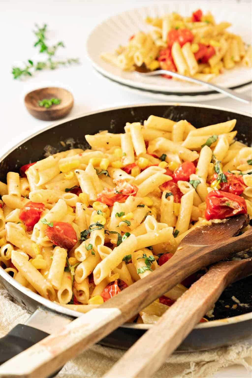 Pasta with Roasted Corn and Tomatoes - Vintage Kitchen Notes