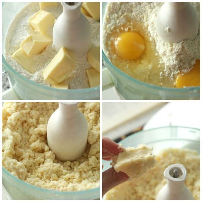 Step-by-step images for making sweet pie dough