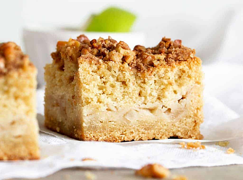 apple coffee cake Close-up of single apple coffee cake square