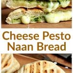 Stacks of Cheese Naan Bread image collage, long pin with text