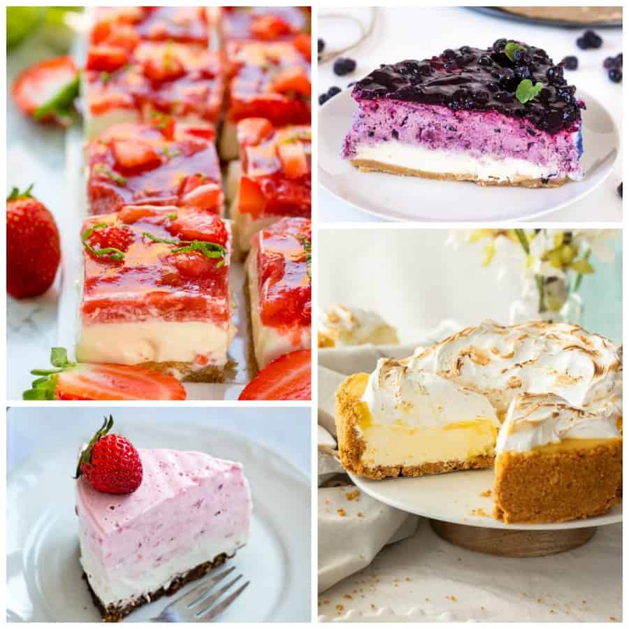 Fruit no-bake cheesecake Collage