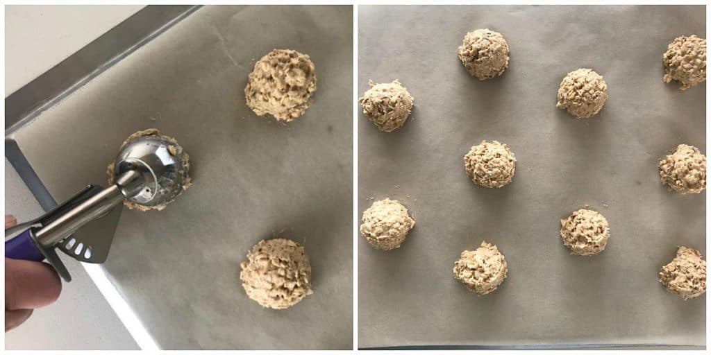 Oatmeal cookie dough scoops collage