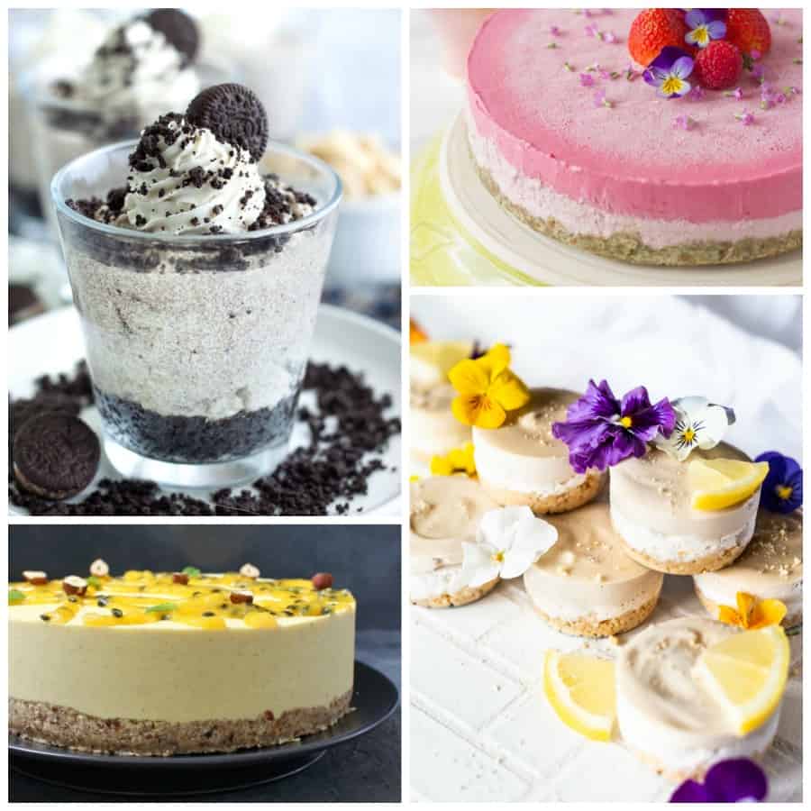 Vegan no-bake cheesecake Collage 