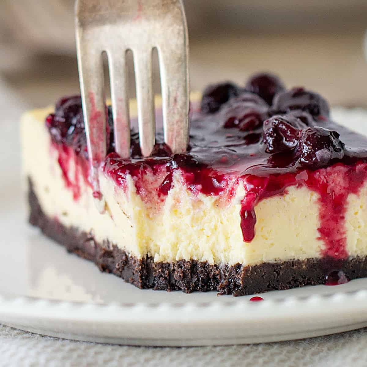 Chocolate Crust Cheesecake baked