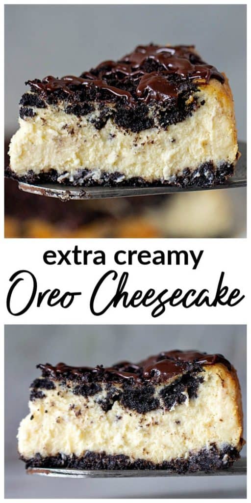 Slices of Oreo Cheesecake, pinterest Collage with text