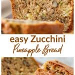 Zucchini bread loaf images collage with text