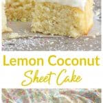Coconut sheet cake long pin with text