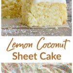 Coconut sheet cake long pin with text