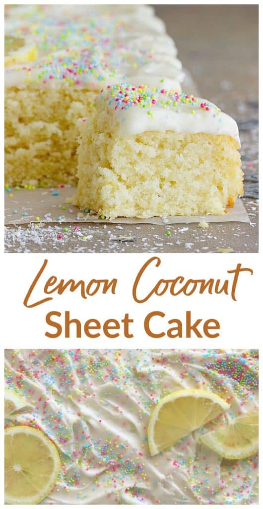 Coconut sheet cake long pin with text
