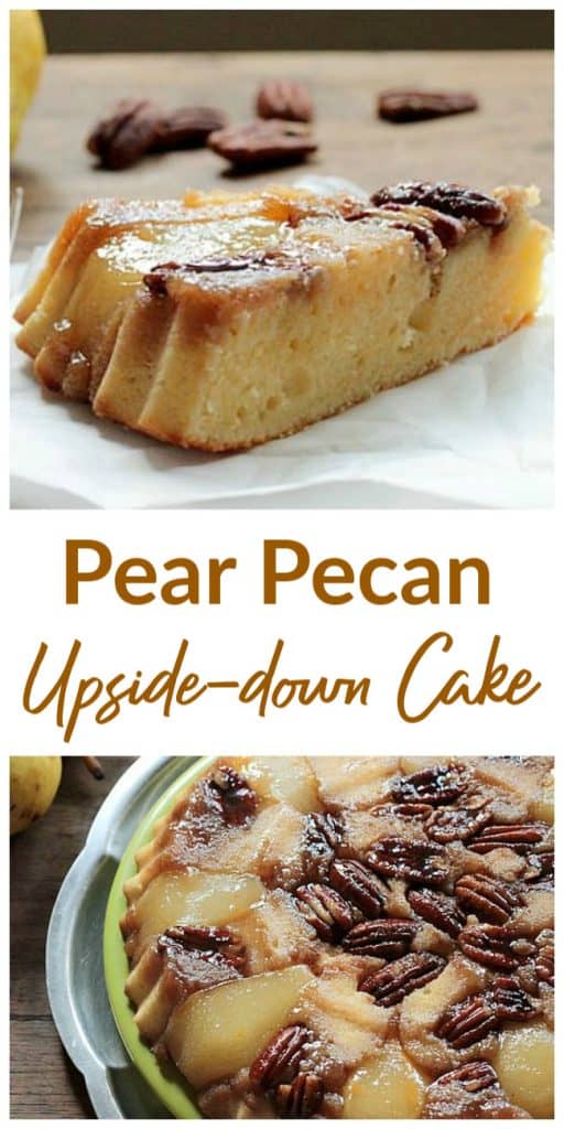 Pear upside-down Cake long pin with text
