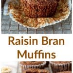 Raisin Bran Muffins long pin with text