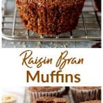 Raisin Bran Muffins long pin with text