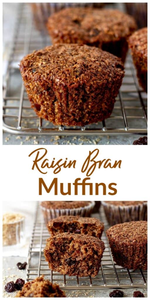 Raisin Bran Muffins long pin with text