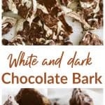 Marbled chocolate bark long pin with text