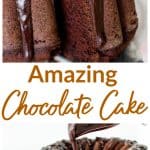 Glazed Chocolate bundt cake image collage with text