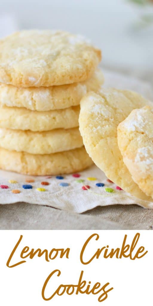 Lemon Crinkle Cookie stack, long pin with text