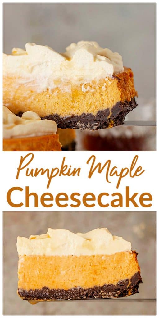 Slice of Pumpkin Cheesecake long pin with text