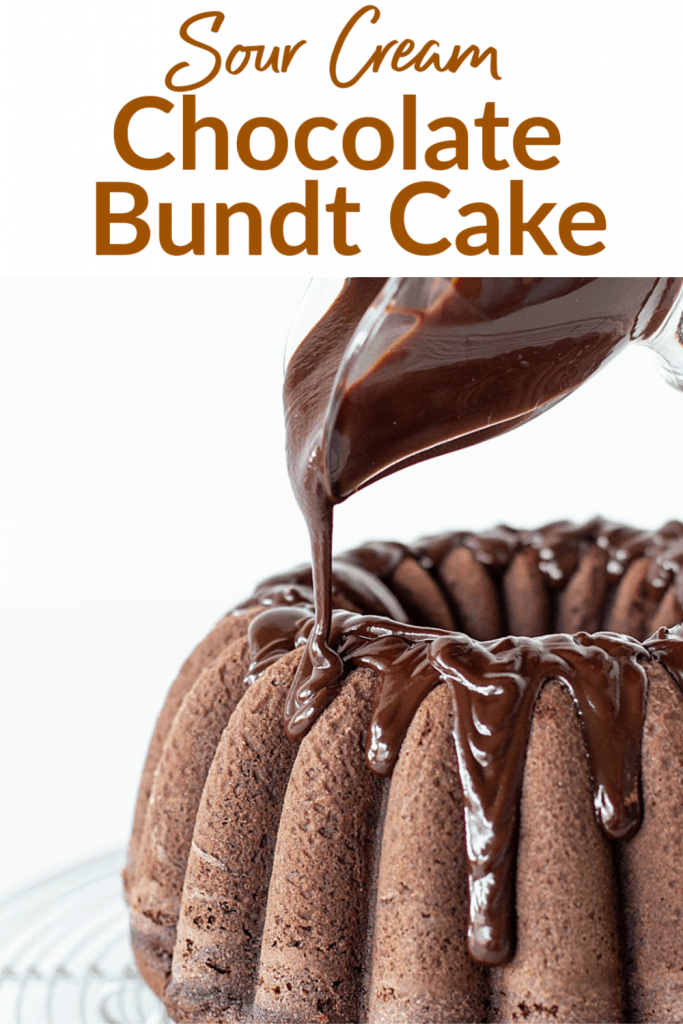 Sour Cream Chocolate Bundt Cake Pin with text
