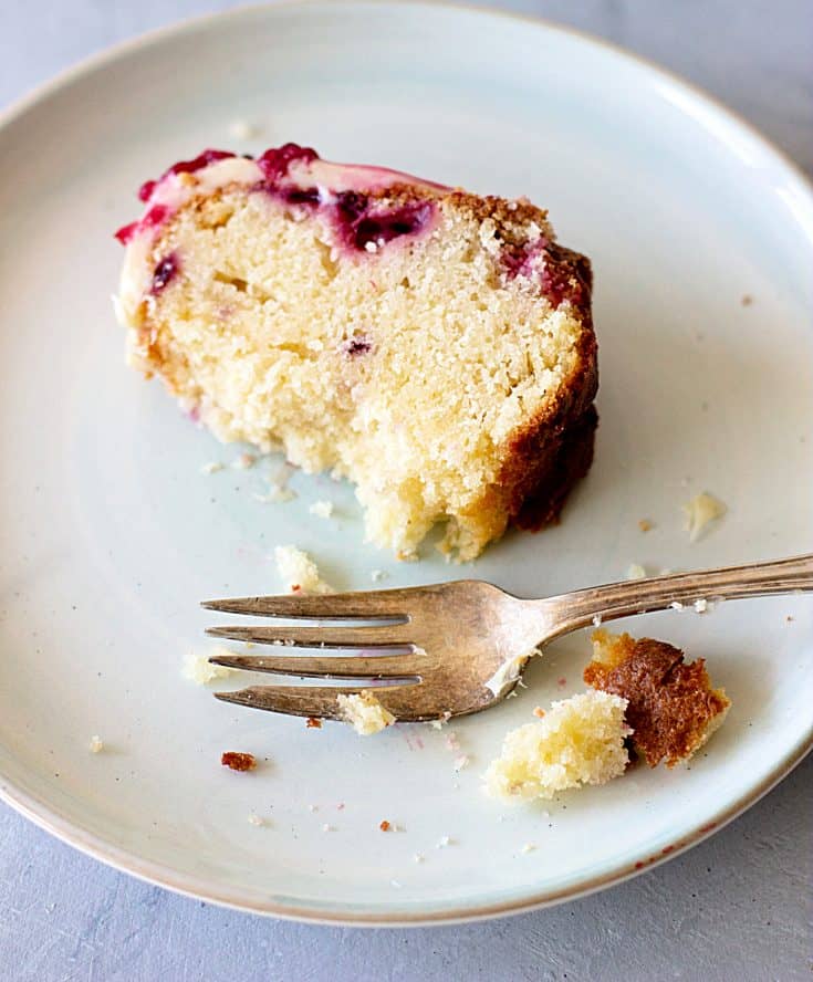 White Chocolate Raspberry Bundt Cake - Vintage Kitchen Notes