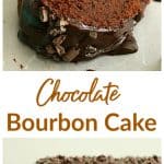 Glazed Bourbon Chocolate Cake long pin with text