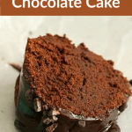 Glazed Bourbon Chocolate Cake long pin with text