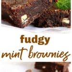 squares of mint brownies, long pin with text