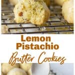 Pistachio Butter Cookies long pin with text
