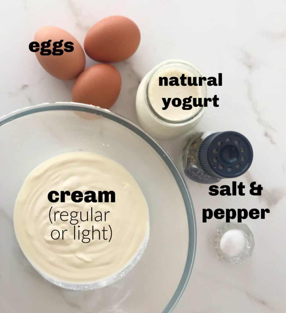 Quiche cream ingredients.