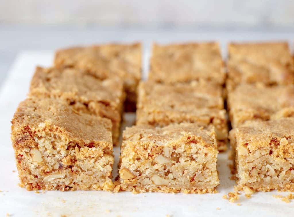 White Chocolate Walnut Blondies - Vintage Kitchen Notes