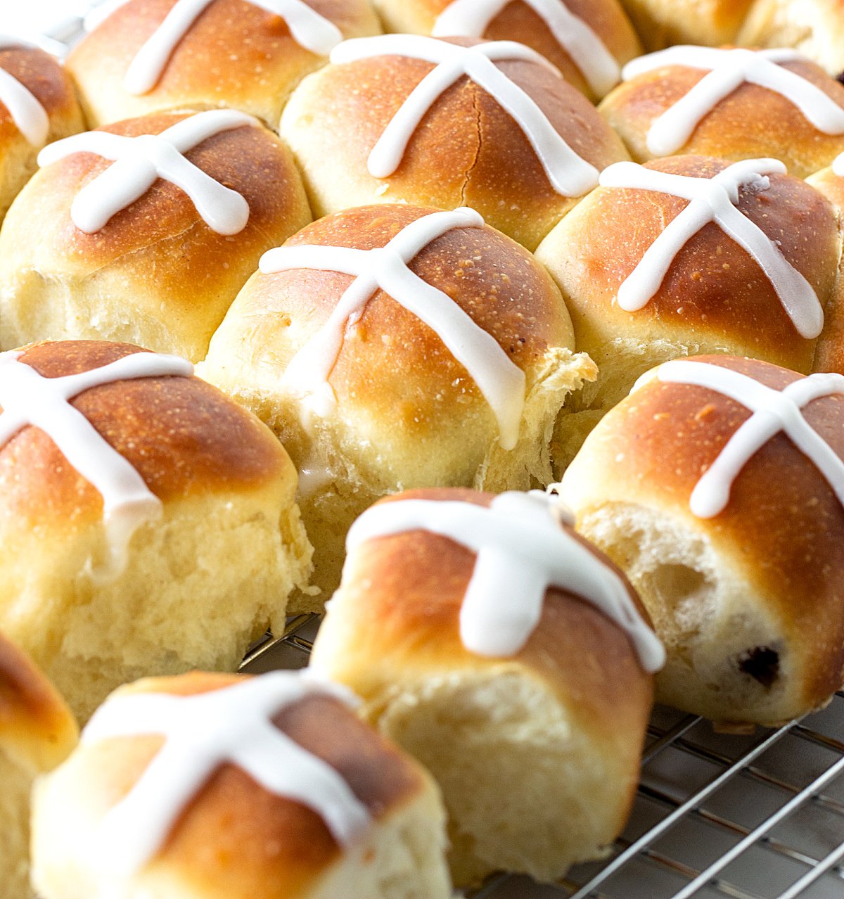 Small buns with white cross on top