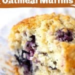 Close up of blueberry muffin crumb, white background, image with text