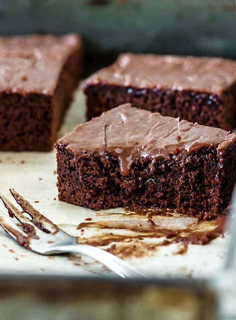 Gooey Chocolate Sheet Cake - Vintage Kitchen Notes