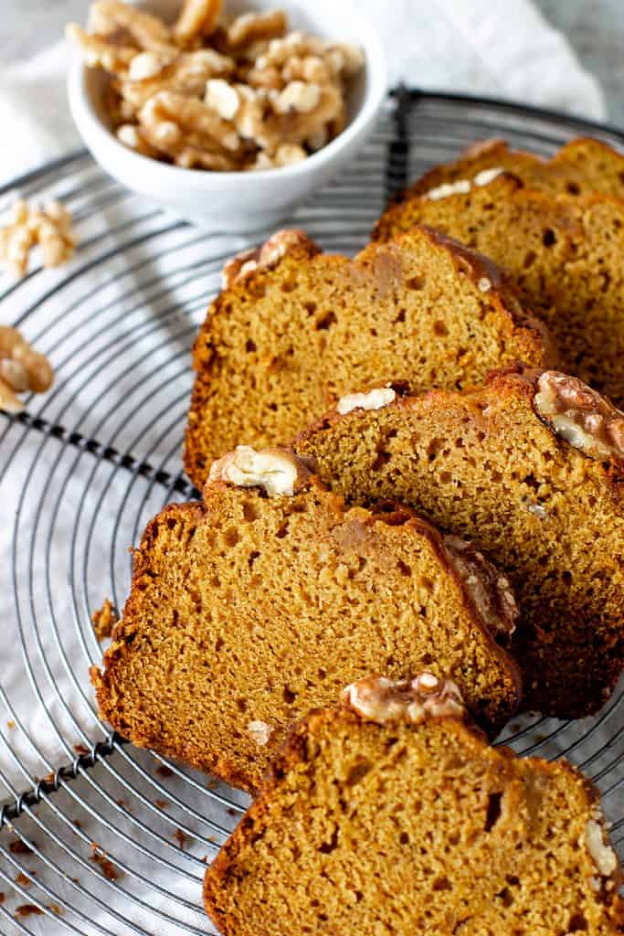 Pumpkin Bread with Walnuts (moist and easy) - Vintage Kitchen Notes