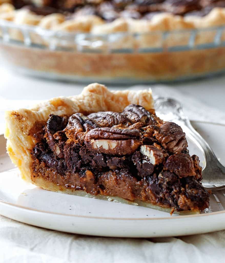 Chocolate Pecan Pie (with maple and bourbon) - Vintage Kitchen Notes