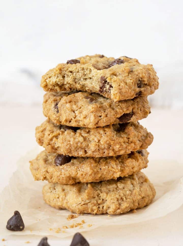 Chocolate Chip Oatmeal Cookies (quick and chewy) - Vintage Kitchen Notes