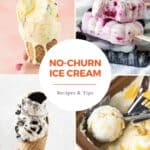 Image collage of four ice creams with center circle with text overlay.