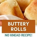 Brown, blue and white text overlay on Parker House soft rolls.